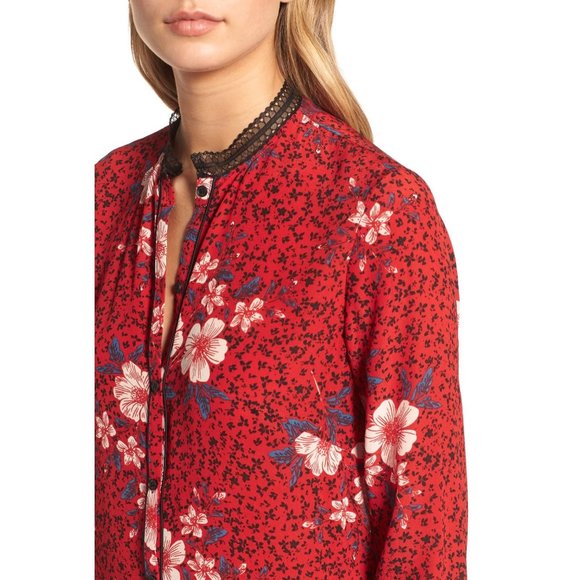 Sz 4-6 Women's Zadig & Voltaire Ruti Pensee Red Double Floral Silk Dress print - Picture 4 of 8